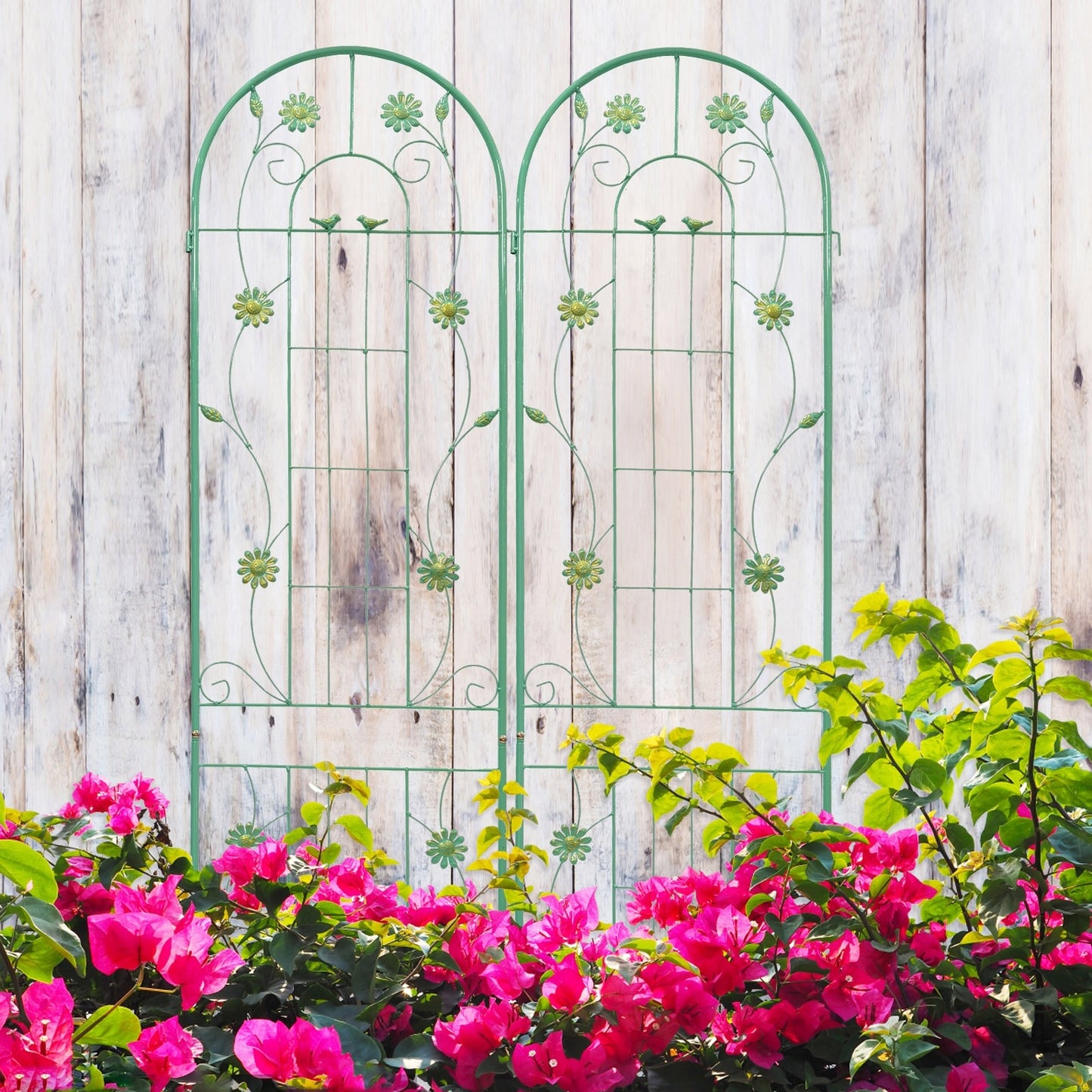 2-Pack Metal Garden Trellis 86.7x19.7 Rustproof For Climbing Plants Outdoor