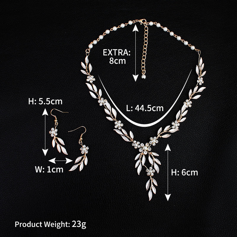 Bridal Jewelry Set - Earrings and Necklace with Alloy Plating