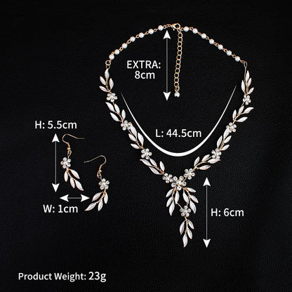 Bridal Jewelry Set - Earrings and Necklace with Alloy Plating