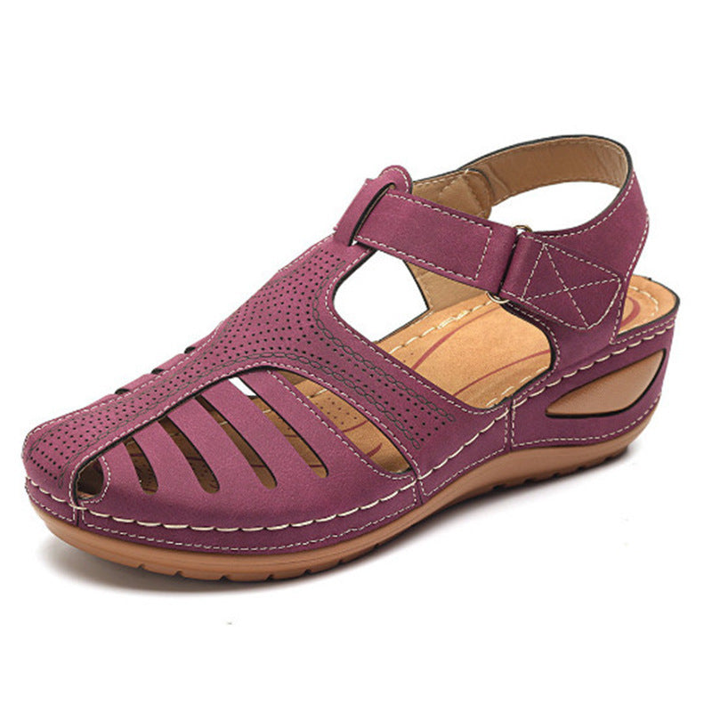 Women's Plus Size Retro Sandals Round Toe Wedge Sandals