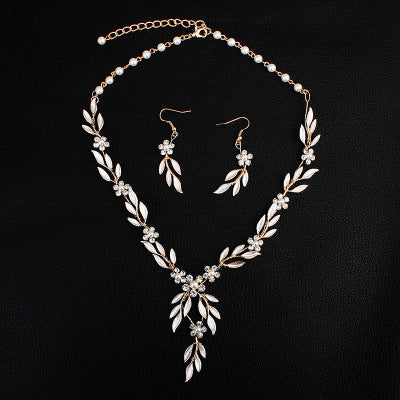 Bridal Jewelry Set - Earrings and Necklace with Alloy Plating