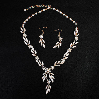Bridal Jewelry Set - Earrings and Necklace with Alloy Plating