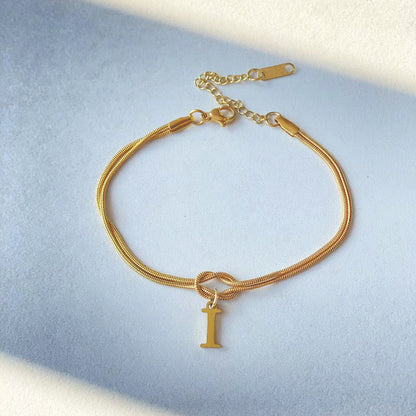 Nya bokstaven AZ kärleksknut armband för kvinnor par guldfärg läcker ormkedja berlockarmband rostfritt stål smycken present alla hjärtans dag presenter