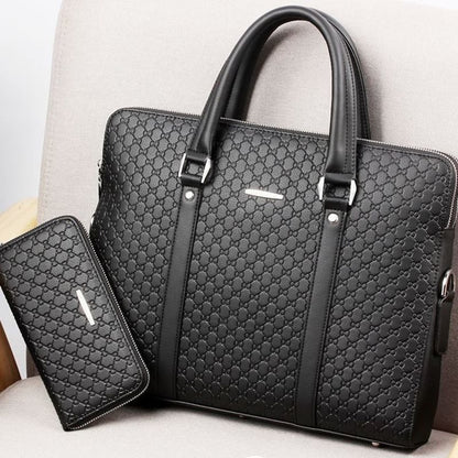 Men bag handbag leather business briefcase embossed letters