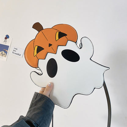 Halloween Shouder Väskor Kreativ 3D Cartoon Pumpa Ghost Design Söta väskor Kvinnor Mobiltelefonväskor Nyhet Personlig godis Crossbody-väskor