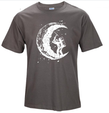 Digging The Moon Print Casual Herr O-ringade T-shirts Mode Herrtröjor Herr T-shirt Kortärmad Herr T-shirt 