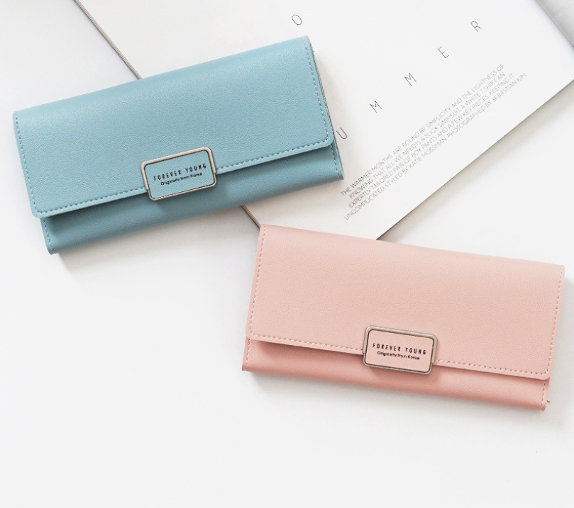 Women's wallet Korean version of the three fold long buckle clasp bag multi-card position pu leather wallet factory direct one generation