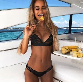 Nya badkläder enfärgade stickade sömmar AliExpress ny BIKINI baddräkt bikini baddräkt