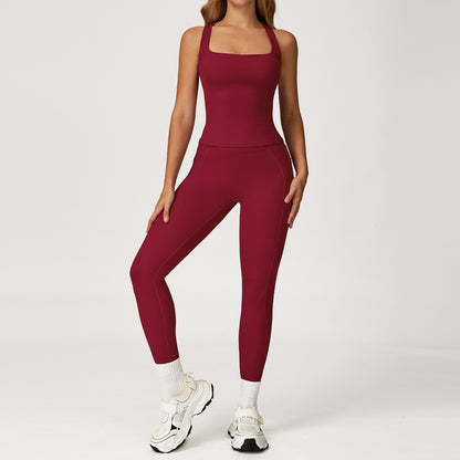 Naked Feel Yoga Set I-Back Slim-Fit Workout Outfit For Women