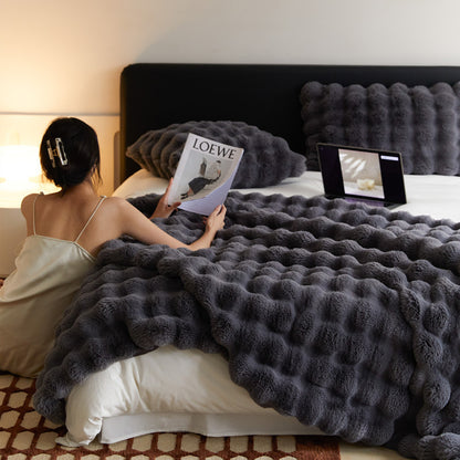 The Fur Rabbit Hair Sofa Blanket Is Simple And Luxurious