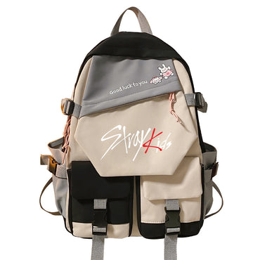 Stitching Contrast Color Double-shoulder Travel Schoolbag