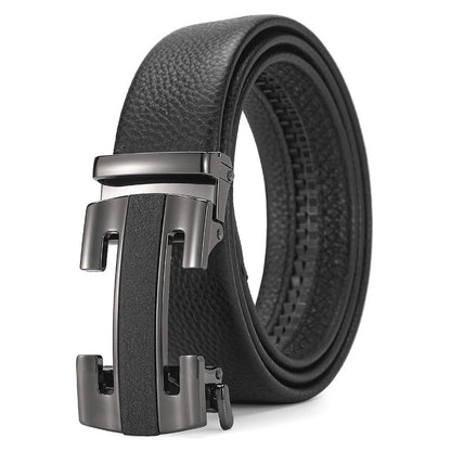 Men's Genuine Leather Automatic Pure Leather Belt - Authentic Confidence