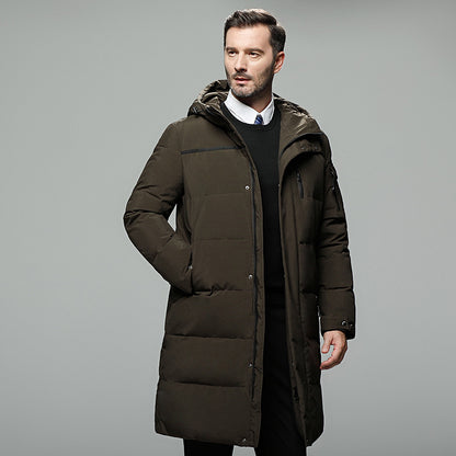 Long padded down jacket for men