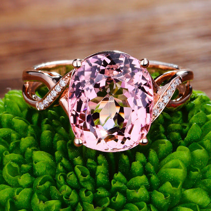 Bague Tourmaline, bague de fiançailles à la mode européenne et américaine, incrustation de cristal de poudre féminine, bague en Zircon