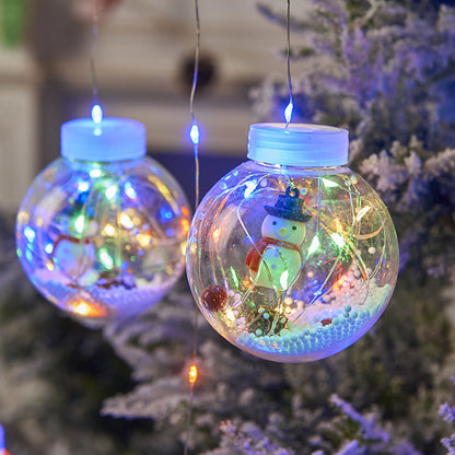 Lampe rideau de noël LED, 10 pièces, bonhomme de neige féerique, boule de souhait, décoration de fenêtre de noël, salle lumineuse de noël