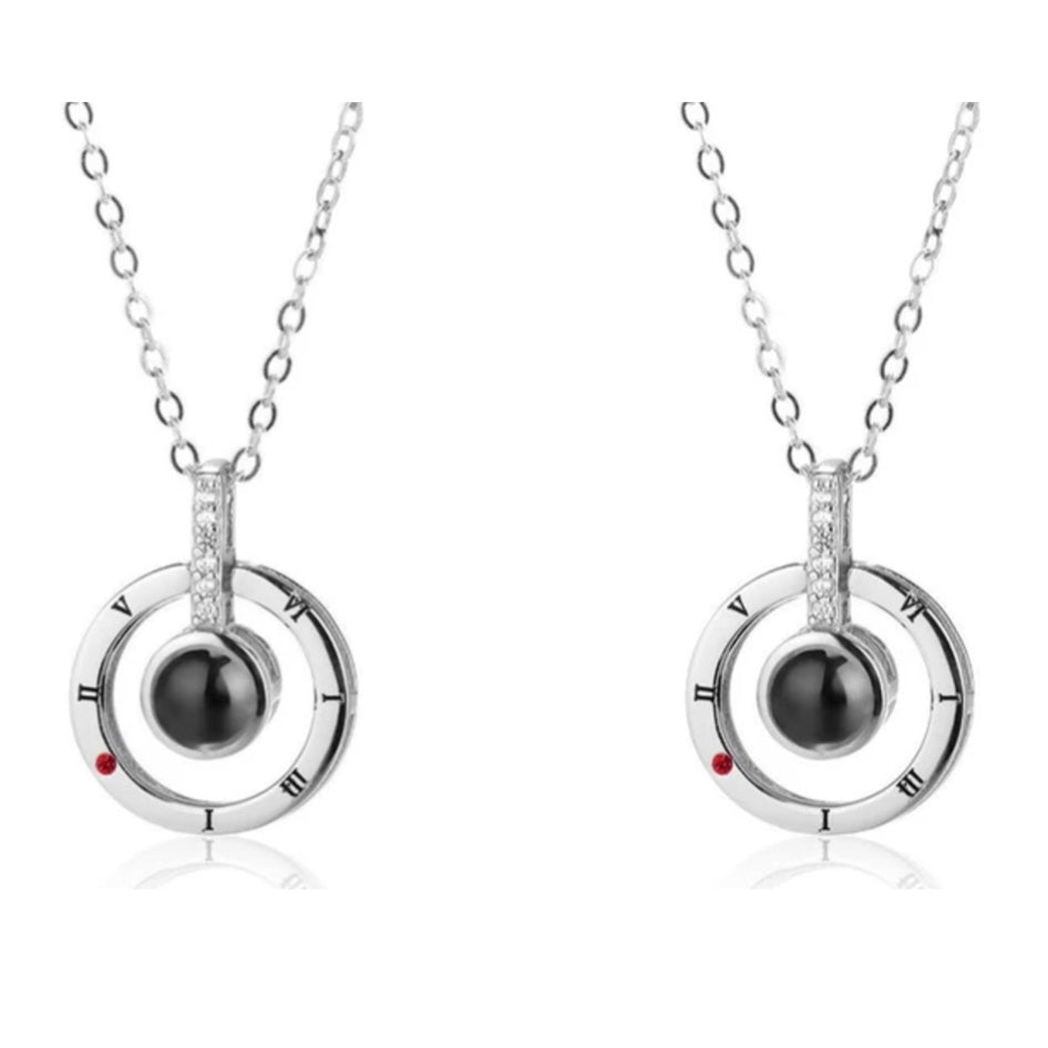 Mode 100 langues je t'aime Projection Couple pendentif rond romantique amour mémoire amoureux de mariage collier cadeaux 