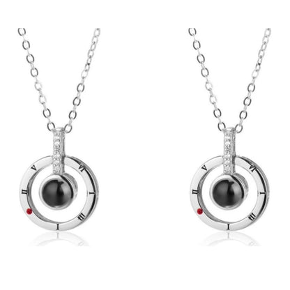 Mode 100 langues je t'aime Projection Couple pendentif rond romantique amour mémoire amoureux de mariage collier cadeaux 