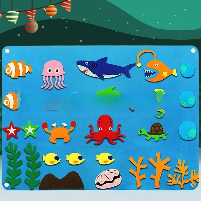 Children's Early Education 3DIY Three-dimensional Felt Game Pack Story Board Learning Board Printing Dinosaur Animal