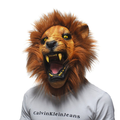 Halloween Props Angry Lion Head Party Latex Mask