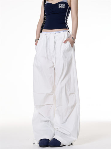 Retro Hot Girl Style Pleated Loose Casual Paratrooper Pants