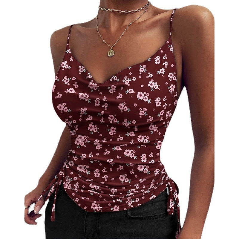 Spaghetti Strap Toppar V-ringad Camisole Shirts Dam Sommarkläder