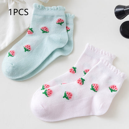 Chaussettes Fraises Chaussettes Fines Enfant Fille Tube Moyen