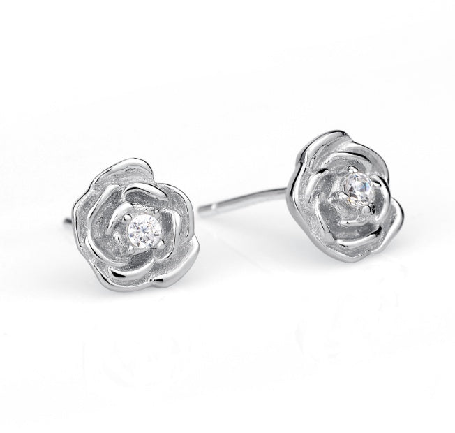 925 Silver Rose Shape Ear Stud