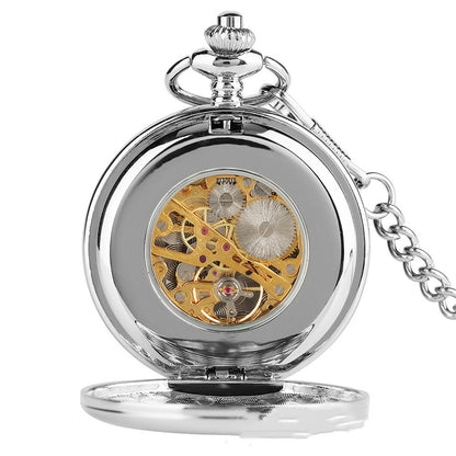 Classic Minimalist Vintage Two-sided Mechanical Pocket Watch