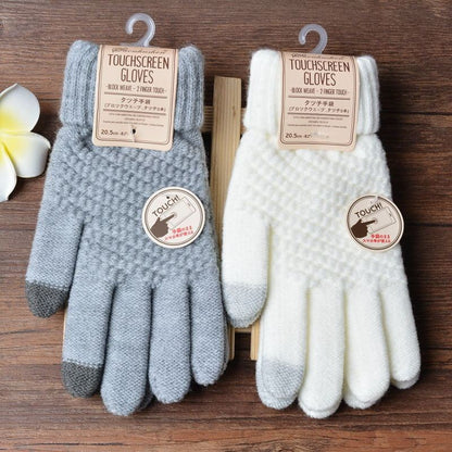 Knit Gloves Ladies Jacquard Touch Screen Warm Fashion Winter Gloves