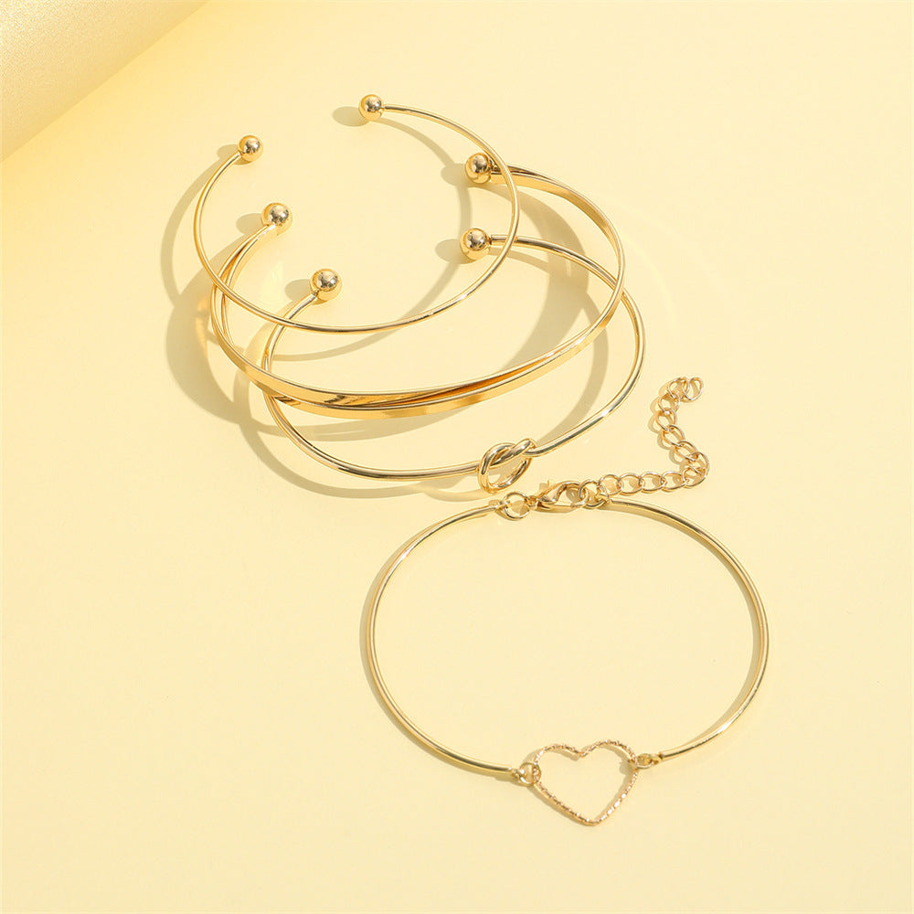 Vintage Guld Kristall Hjärta Bokstav Kärlek Armband För Kvinnor Mode Flerskiktade Geometriska Charm Armband Smycken Presenter