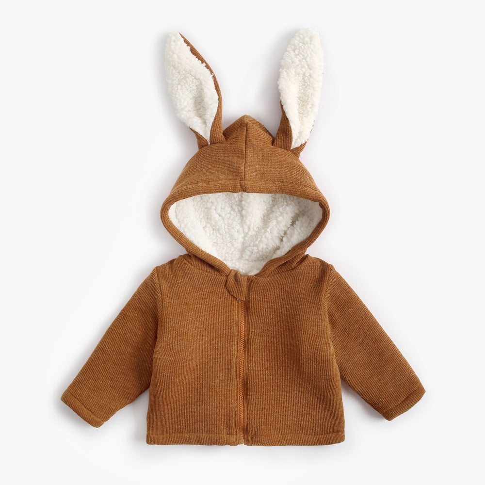 Veste rembourrée en velours pour enfants en forme de lapin d'automne et d'hiver