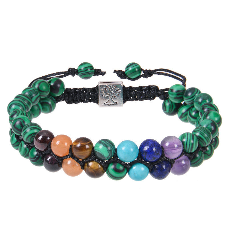 Modesmycken 6mm 7 Chakra Stenpärla Yoga Meditation Armband Läkande Kristall Dubbelskikt Naturlig Ädelsten Pärlstav Ångest Armband För Kvinnor