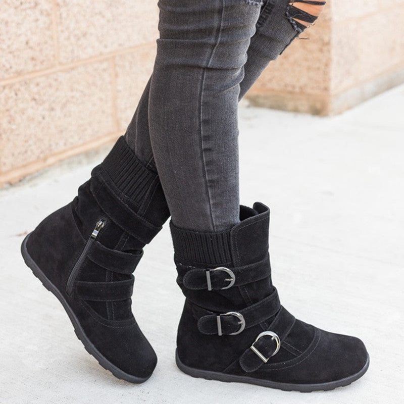 Casual Winter Boots Strap Spänne Skor