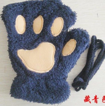 Vinter ljuvlig halv cover Paw Bear Cat Claw handskar Kort finger