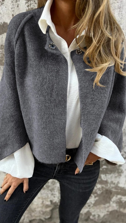 Women's Batwing Sleeve Cardigan Autumn And Winter Loose Short Cashmere Long Sleeve Coat