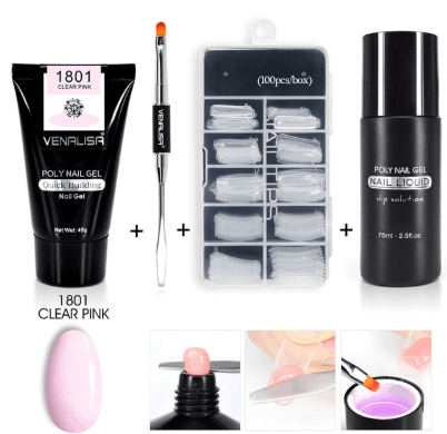 Venalisa Poly Gel à ongles Kit ongles Fesign constructeur Gel à ongles acrylique Transparent cristal Coumuflage ensemble ongles étendre gelée Gel vernis