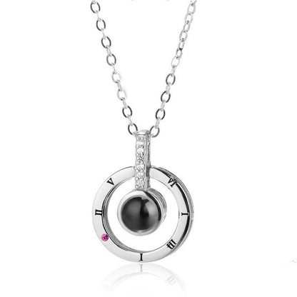 Mode 100 langues je t'aime Projection Couple pendentif rond romantique amour mémoire amoureux de mariage collier cadeaux 