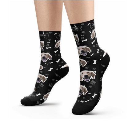 Personaliserad Custom Pet Head Print Socks för hundkat älskare