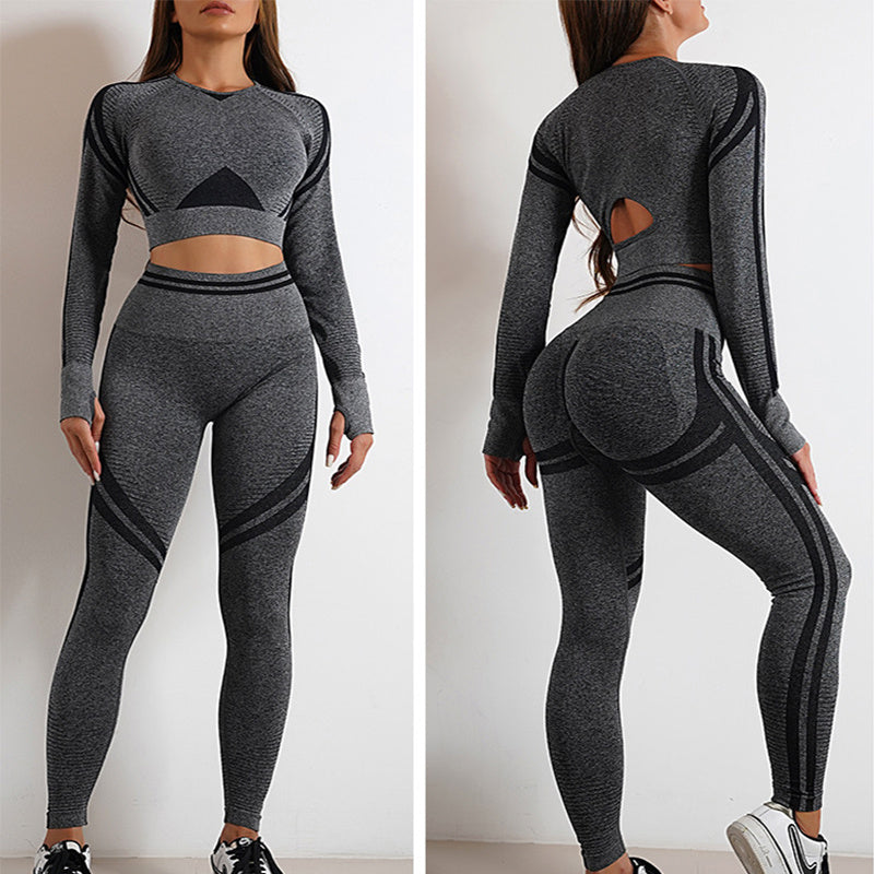 Pantalons de Yoga sans couture, Leggings de sport, Fitness ou hauts à manches longues, tenues de levage des fesses, vêtements d'entraînement minces