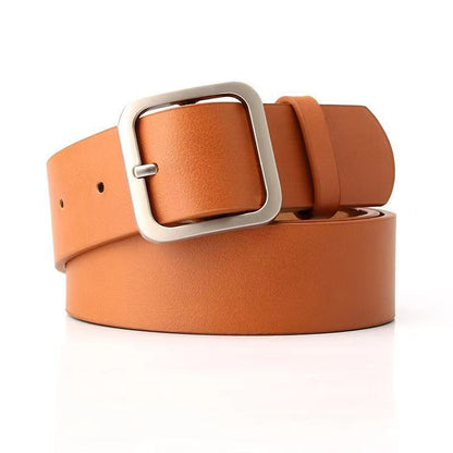 35cm Wide Retro Alloy Square Buckle Belt - Maximum Impact