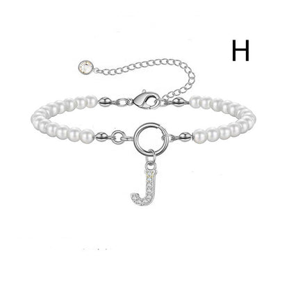 2024 Nytt Mode Toggle Lock Initial Armband Kvinnor AZ Bokstav Hänge 6mm Pärlarmband För Kvinnor Smycken Gåva