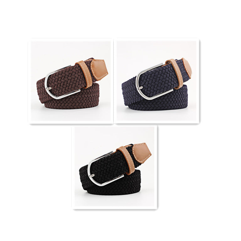 Women's Canvas Student Casual Stretch Braided Needle Buckle Belt - Youthful Confidence