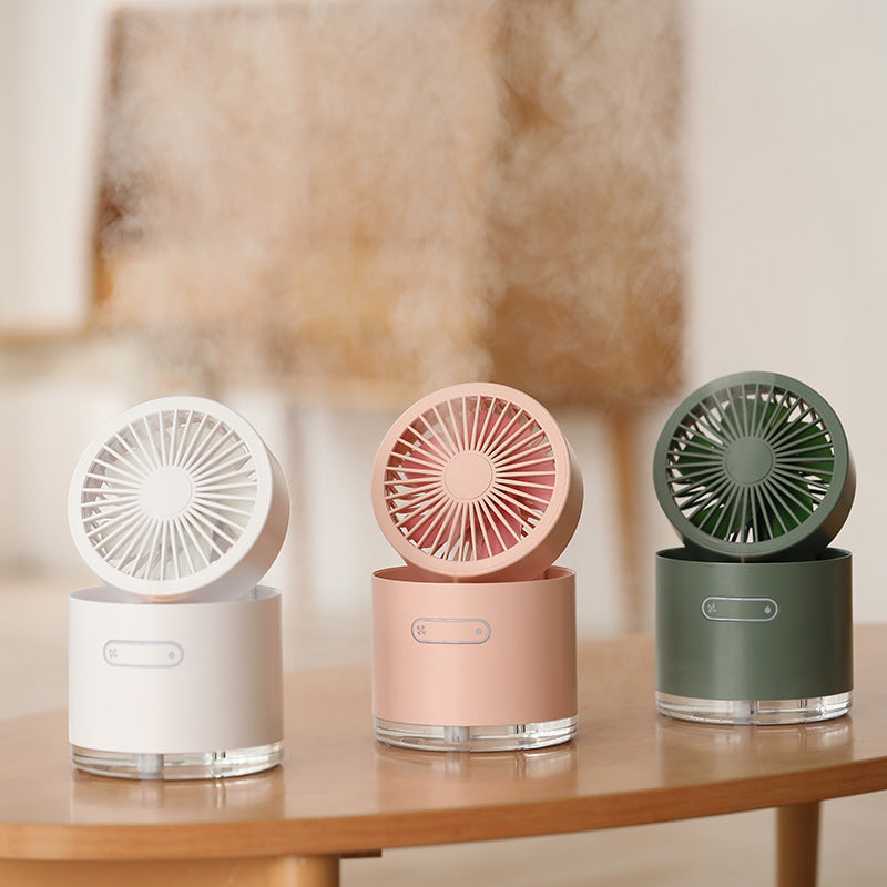 Spray mini fan mini portable mute desktop cooling water mist humidifier small rechargeable big wind