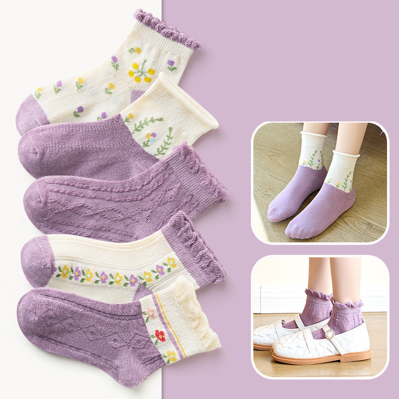 Children's Socks Mesh Forest Floral Cotton Breathable Socks