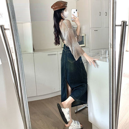 Retro Denim Skirt - Trendy, Versatile, and Stylish