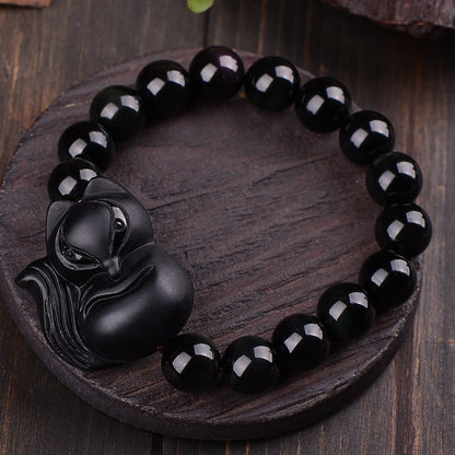 Naturliga obsidianarmband för män och kvinnor
