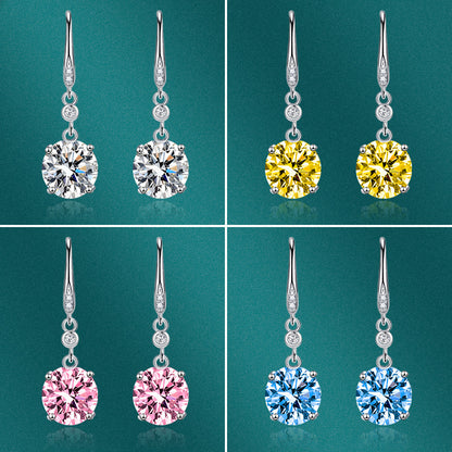 Runda örhängen med diamantkrok Lyxiga gula diamantörhängen