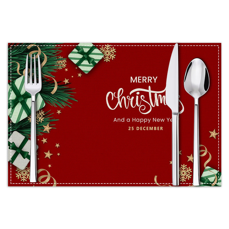 Christmas Linen Placemat Holiday Blessing Letters