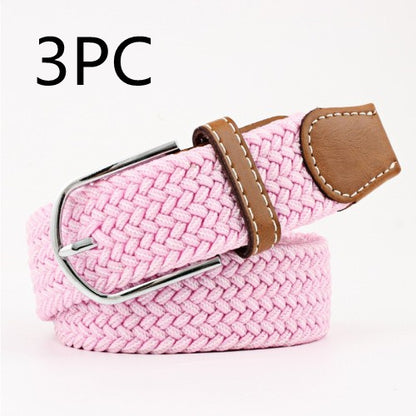 Women's Canvas Student Casual Stretch Braided Needle Buckle Belt - Youthful Confidence