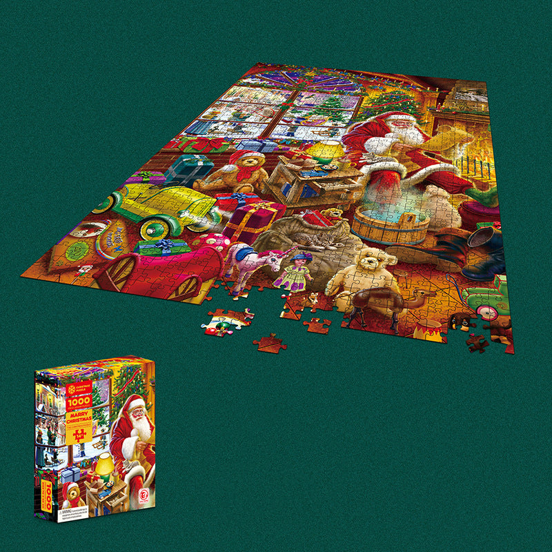 1000 Pieces Decompression Jigsaw Puzzles Christmas Santa Claus Paper Assembling For Adults Kids